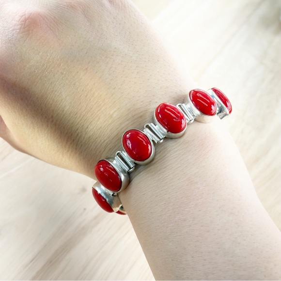 Jewelry Lot Sterling Silver 925 Coral Bracelet Pendants Earrings Bracelets Chain - Picture 8 of 12